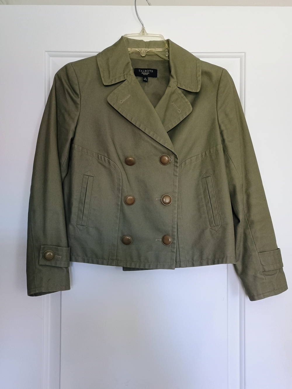 Talbots Cropped Double-Breasted Swing Jacket
